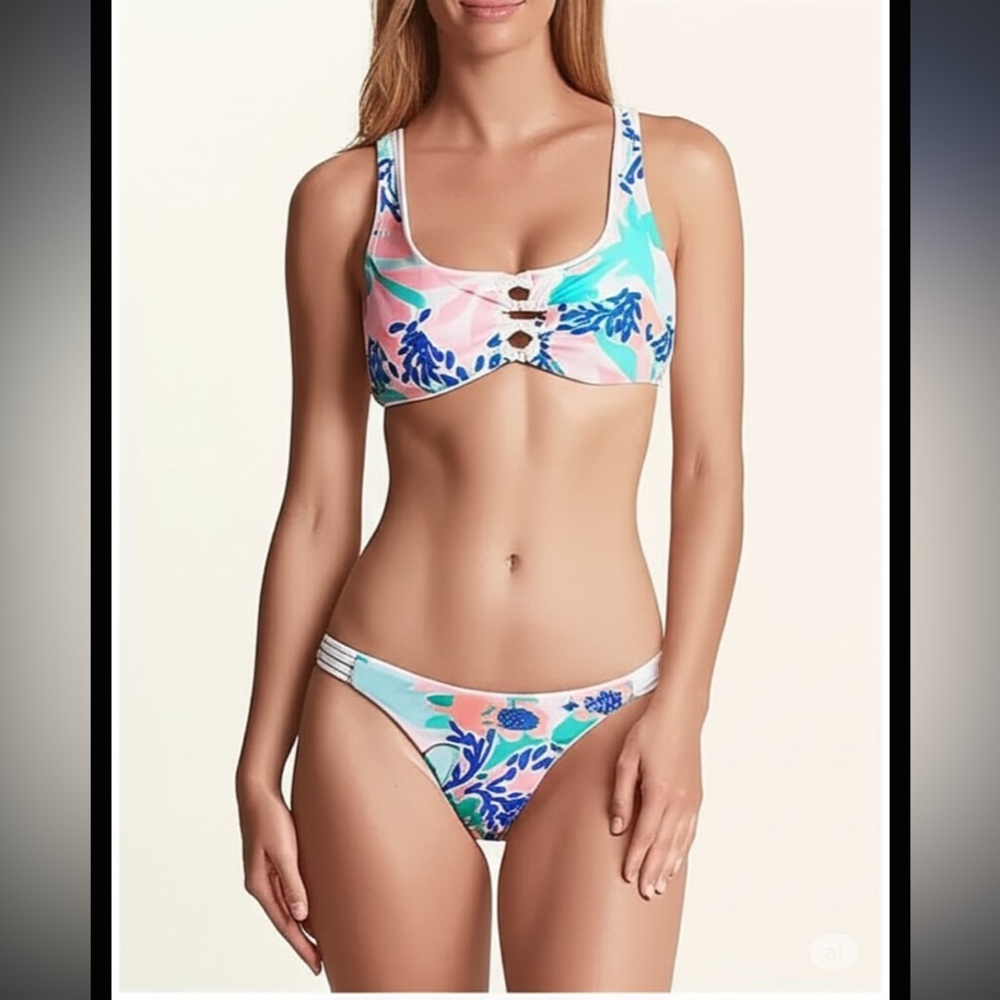 Maaji Serenity tropical bikini set S/M reversible white swimsuit set